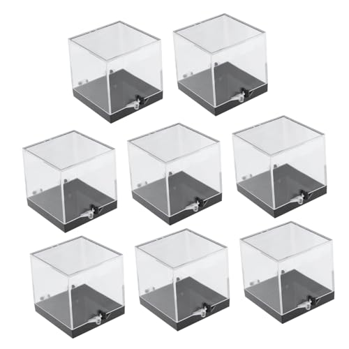 OUNONA 8 Pcs Mineral Standard Display Box Clear Display Case Figures Display Case Clear Acrylic Display Case Clear Cube Riser Clear Specimen Display Cases Clear Square Holder Plastic