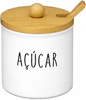 Açucareiro Em Vidro Com Colher Tampa em Bambu 300ml - Doha