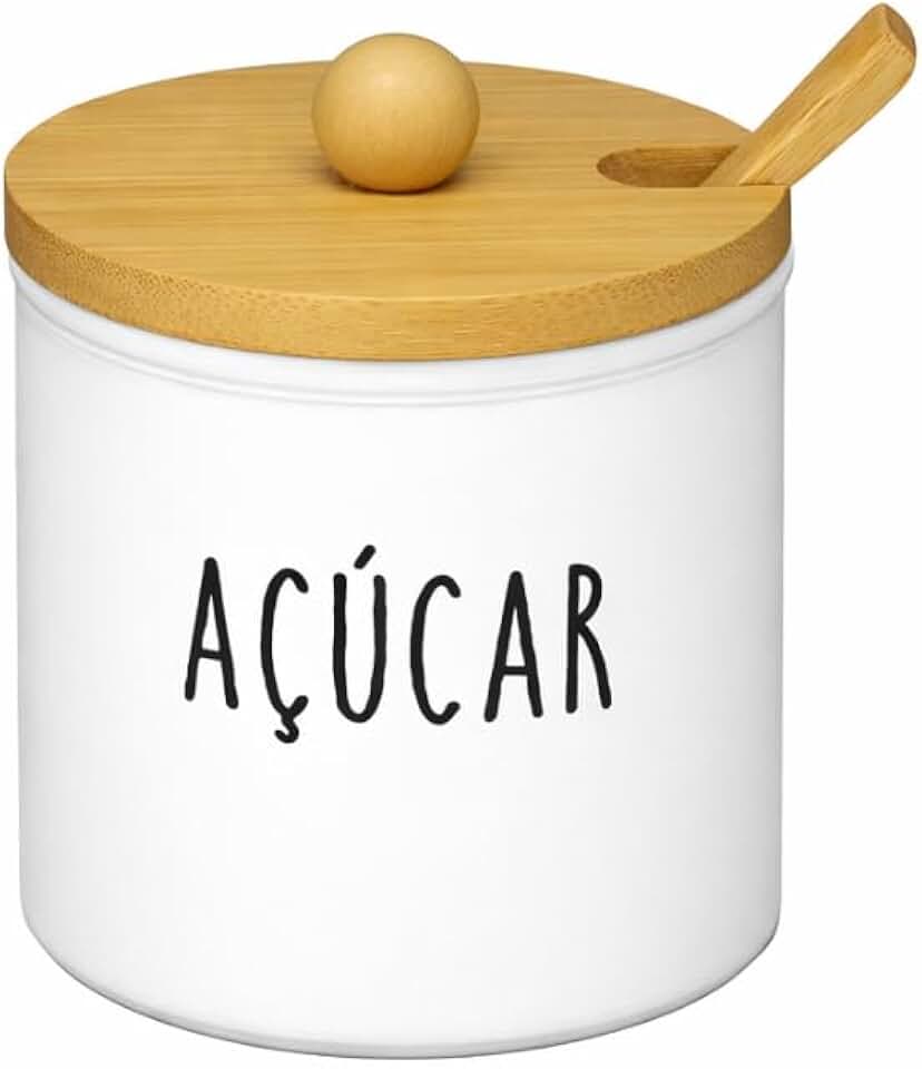 Açucareiro Em Vidro Com Colher Tampa em Bambu 300ml - Doha