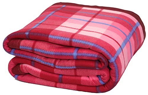 Image of Modern Check All Season Polar Fleece Single Bed Blanket, 60X90 Inches - Pink, 300 TC
