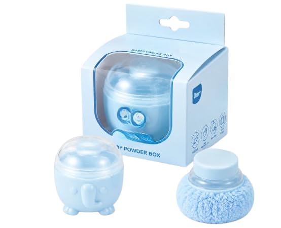 Children Powder Puff Box Set for Newborn & Kids | Powder Container with Soft Puff Applicator | Children Powder Storage Box for Gentle Daily Skin Care & Easy Application (Sky Blue, Pack Of 1)-image-38