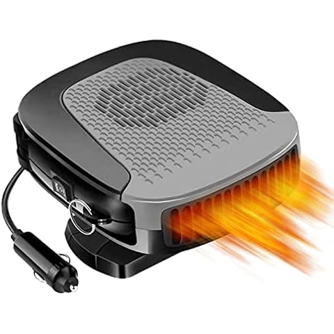 GARDWENS Car Heater, 12V 150W Portable Car Fan with Air Purification 2 in 1 Fast Heating & Cooling Function Plug in Cigarette Lighter Car Defroster(Grey) Cover