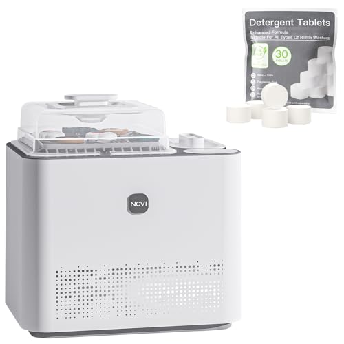 Image of NCVI Baby Bottle Washer Sterilizer and Dryer Holds 6 Bottles & Pump Parts, Hospital-Grade Steam Sanitizer for Newborn & Multiple Feedings, Large Clean Machine for Busy Moms, Fast 19/49min Wash Cycles