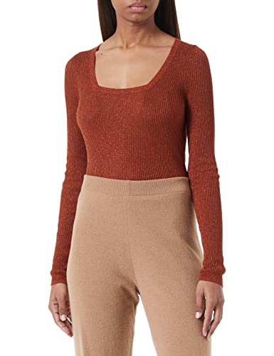 HUGO Women's Sunessy Knitted_Sweater, Dark Red604, L
