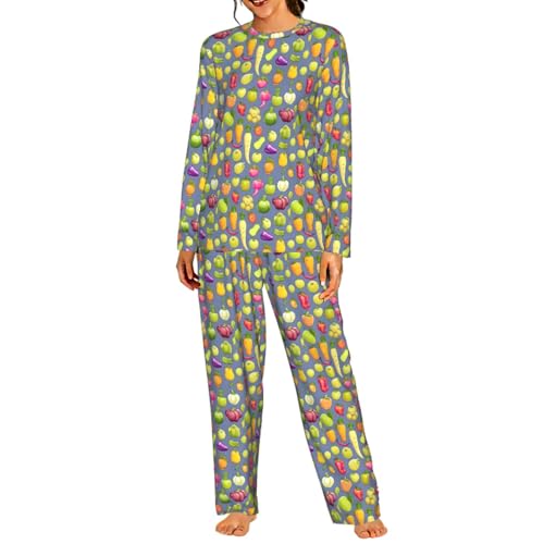Pyjama légumes femme en coton doux pour des soirées cocooning confortables