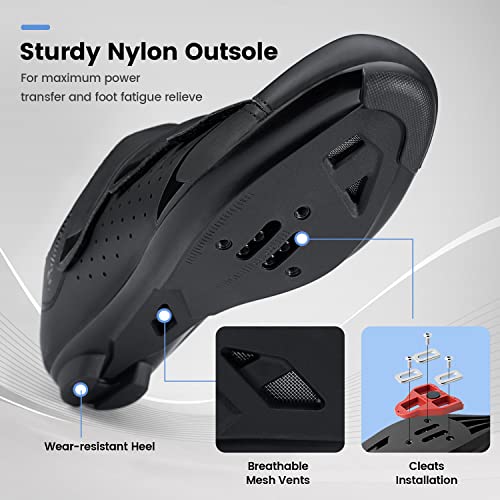 Mens Cycling Shoes Compatible with Peloton Bike & SPD 2 Bolt Clips - Unisex Spin Bicycle Shoes with 3 Bolt Look Delta Cleats - Indoor Outdoor Road Bike Cycling3