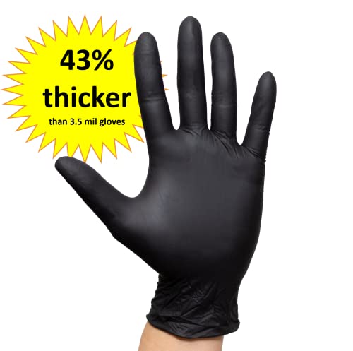 GripProtect Luvas de Exame de Nitrilo Precise Preto 5 | Espessura de 5 Mil | Classificação para Quim