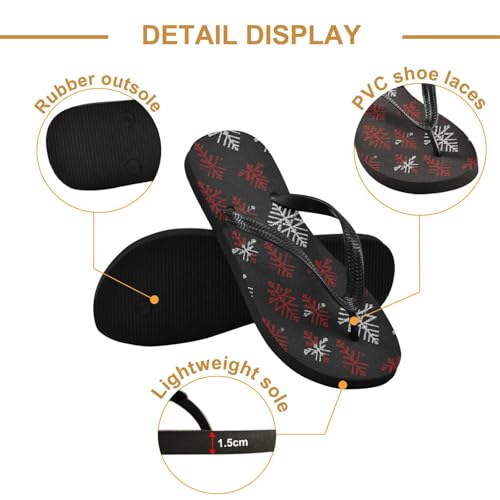 Flip Flop Sandals Red White Pattern Print for Women Men Beach Outdoor XS3