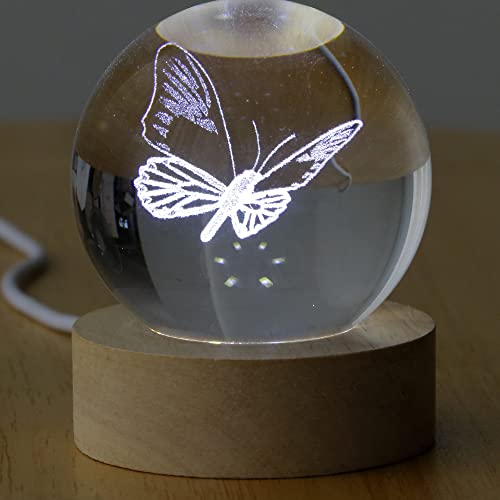 Vskikris 3D Crystal Ball With Butterfly Figurines Crystal Glass Balls Paper Weight With Stand 3D Crystal Sphere Paperweight Gifts #TOP2