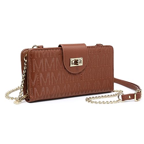 MKP COLLECTION Bolsa feminina pequena tiracolo com zíper carteira bolsa de mão porta-cartão de crédito com alça de corrente, Café Leve, Bolsa de ombro feminina