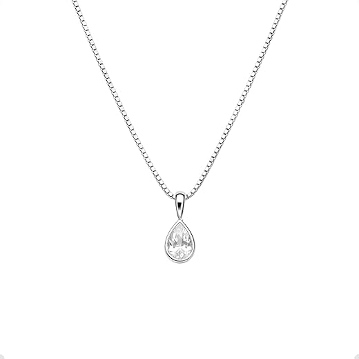 Colar Corrente Feminina Ponto de Luz Gota 45cm Prata