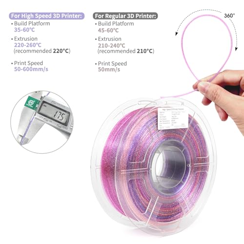 Image of iSANMATE Rapid Gradient Clear PETG Filament 1.75mm, Transparent Gillter 3D Printer Filament, Vivid Clear Rainbow PETG, Dimensional Accuracy ±0.02mm, 1kg Spool-Twilight Purple