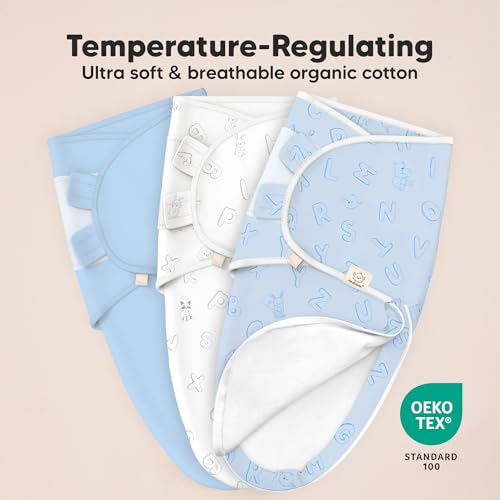 Image of Baby Swaddle Sleep Sacks with Zipper - 3-Pack Swaddles for Newborns 0-3 Months, Infant, Baby Girls, Boys, Soft & Durable Newborn Sleep Sack, Easy Diaper Change Swaddling Blanket (ABC Land Cloud, OS)