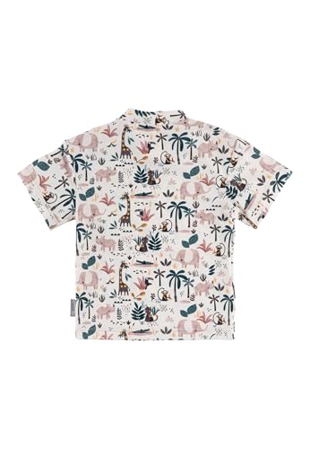 Sterntaler Badeshirt Kurzarm Safari – UV-Schutz 50+ Schwimmshirt mit Reißverschluss in der Schulternaht – Jungen UV Shirt – Kinder Bademode für Schwimmbad und Strand, Ecru, Größe 116