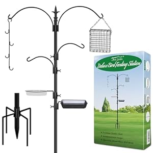 FEED GARDEN 92 Inch Premium Bird Feeding Station Kit,Bird Feeder Pole, Multi Feeder Hanging Kit for Bird Watching, Bird Bath Bird Feeder Planter Hanger Bird Feeders Stand
