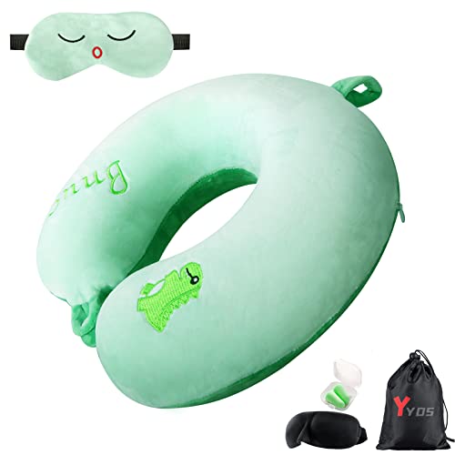 YYDS Reisekissen niedliches Tier-Flugzeugkissen, tragbares Nackenstützkissen, für Erwachsene, Kinder, Zuhause, Büro, Camping, Reisen, Schlafen (L-Grün) Cover