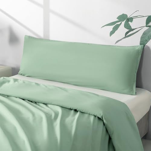 Image of Body Pillow Pillowcase with Zipper 1 piece,Light Sage Green,20 inchx54 inch | Body Pillow Cover with Zipper,Long Pillow Case,Cozy Microfiber Body Pillow Case Cover