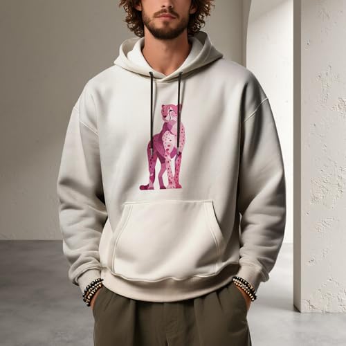 Mens Oversized Hoodies Animal Graphic Printed Pullover Tops Casual Drawstring Fall Outdoor Sweatshirts with Pocket3