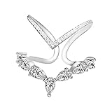 crown ring silver ❤ Hauptmerkmal: Dieser graziöse Ring ist mit dem Design der Doppel-V-Form ausgestattet, mit erstklassigen AAA + klaren Zirkonia Steinen.