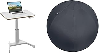 Leitz Ergo Compact Workstation Set Electric Height-Adjustable SitStanding Desk with Active Seat Ball with Anti-Roll Function 80 x 60 cm Standing Desk Maximum Load 80 kg 65340001 + 65410089