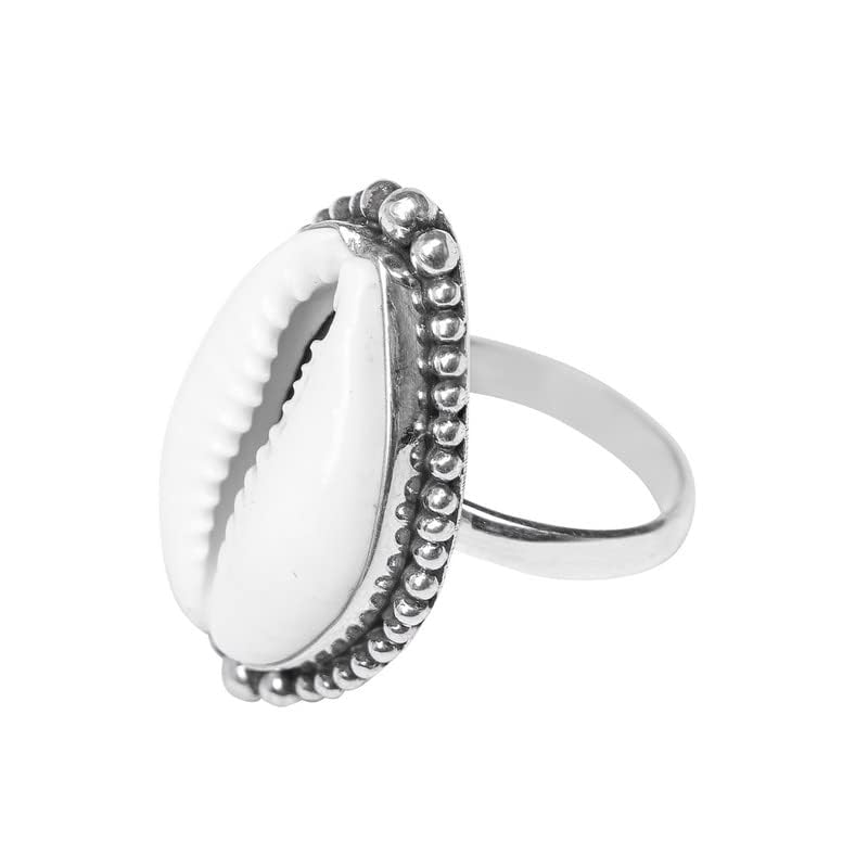 El Regalo Bohemian Cowrie Sea Shell Adjustable Finger Ring for Girls & Women- Handmade Oxidized Vintage Brass Shell Finger Ring (B0D12NDHP8) Amazon Price History, Amazon Price Tracker