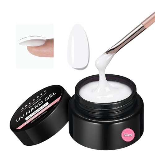 Makartt Gel Builder for Nails Milky White Sculpture Gel Long-Lasting Hard Gels for Broken Nail Repair Strengthening Extensions Overlays UV LED Lamp Cured Nail Enhancement Home Salon DIY 1.06oz