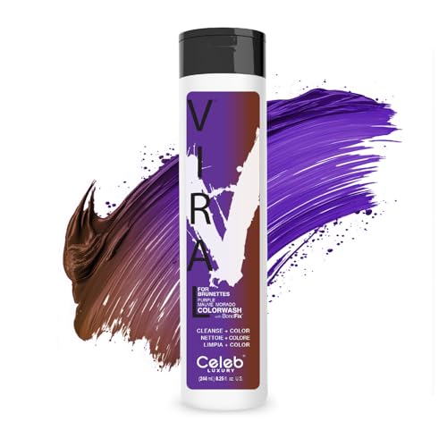 Celeb Luxury Purple Hair Color Depositing Colorwash Shampoo for Brunettes + Bondfix Bond Rebuilder,...