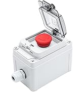 OELFFOW IP67 Button Switch Outdoor Waterproof Box Red Button Emergency Stop with Protective Cover...