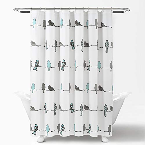 image for Lush Decor Lush DÉCOR, Blue and Grey/Brown Rowley Shower Curtain-Flor