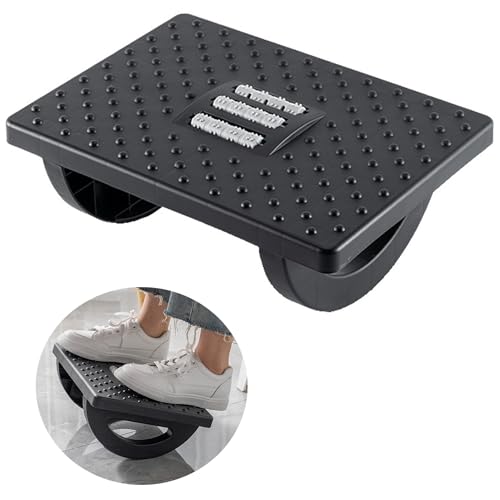 MISTHO Elevate Your Comfort: Ergonomic Under-Desk Rocking Foot Rest with Soothing Foot Massage for Office and Home Bliss (Black)