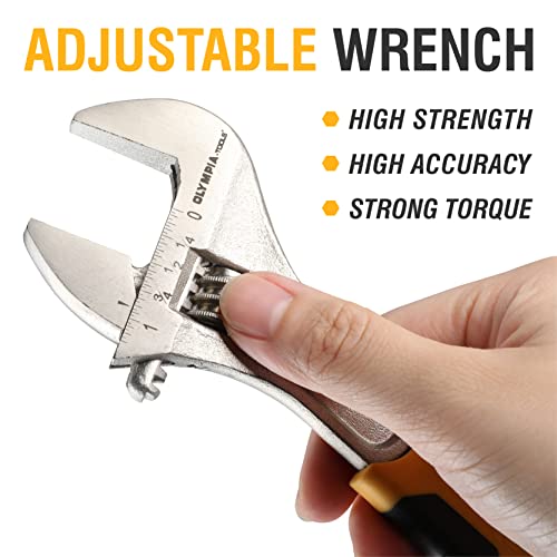 Olympia Tools 8-Inch Adjustable Wrench With Anti-Slip Grip, Made From Drop Forged Alloy Steel With Precision Machined And Nickel Finish #TOP5