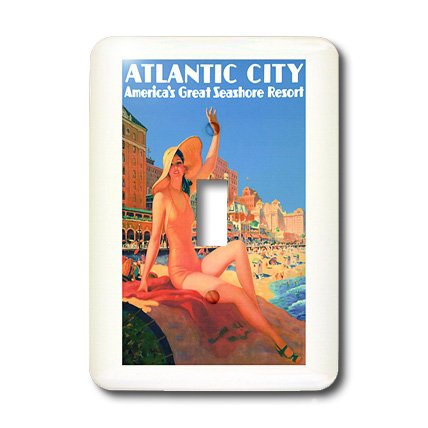 Funda para interruptor de luz de Atlantic City New Jersey con diseño vintage de 3dRose