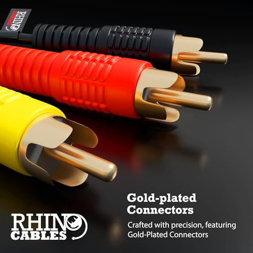 rhinocables - 3 RCA Phono AV Cable, White,Yellow, 5m - Image 2
