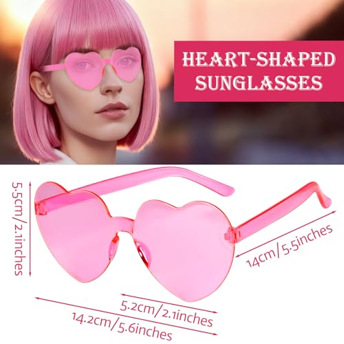 Image of 2 Pack Pink Short Bob Wig with Bangs for Women, Neon Bobs Colorful Party Wigs with Heart Sunglasses for Princess Fairy Theme Party Outfit Birthday Cosplay Valentine's Day Daily Fun