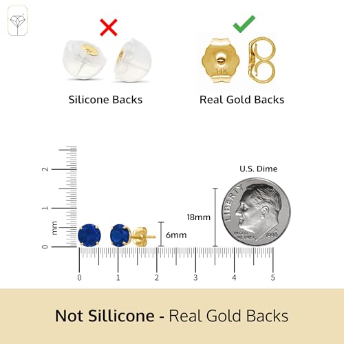 14k Gold 6MM Round Stud Gemstone Earrings | Hypoallergenic Solitaire Gemstone Studs with 14K Gold Backs | Lightweight Birthstone Earrings with Gift Box by MAX + STONE3