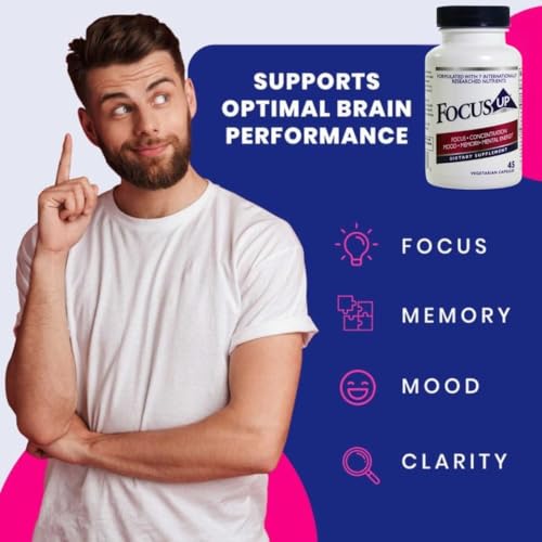 FocusUP Brain & Energy Support Supplement – Natural Nootropic Capsules with Acetyl L-Carnitine, Rhodiola, DMAE & Huperzine-A | Supports Focus, Memory, Mood & Mental Clarity | 45 Sugar-Free Capsules - Image 6