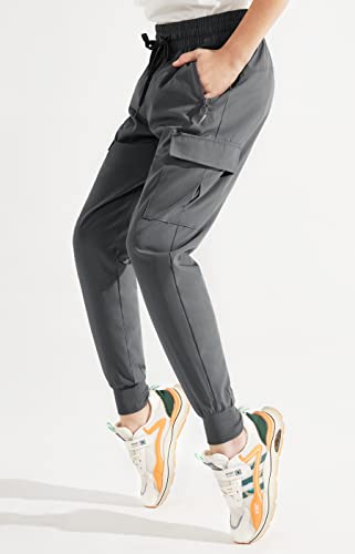 Libin Boy's Youth Cargo Joggers Pants Quick Dry Hiking Active Pull-On Lightweight Tapered Pants For Sports Outdoor Running With Zip Pockets, Grey,12-13Year #TOP7