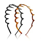 Spenlly 2Pcs Zig Zag Headbands for Women Girls, Plastic Shark Tooth Hair Comb Fashion Non Slip Teeth Hair Accessories (Black Brown, One Size)