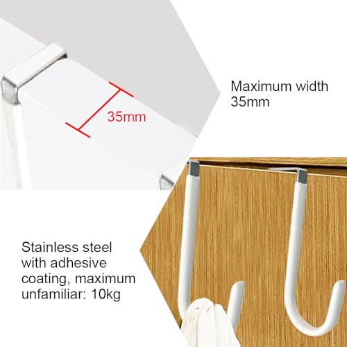 Miniatura 3 de Umchu 5 Piezas Colgador De Puerta Multifuncional,Ganchos Que Se Pueden Colgar Sin Taladrar,Perchero Puerta Baño,Para Dormitorio Baño Cocina Contiene Una Capa De Caucho Blanco