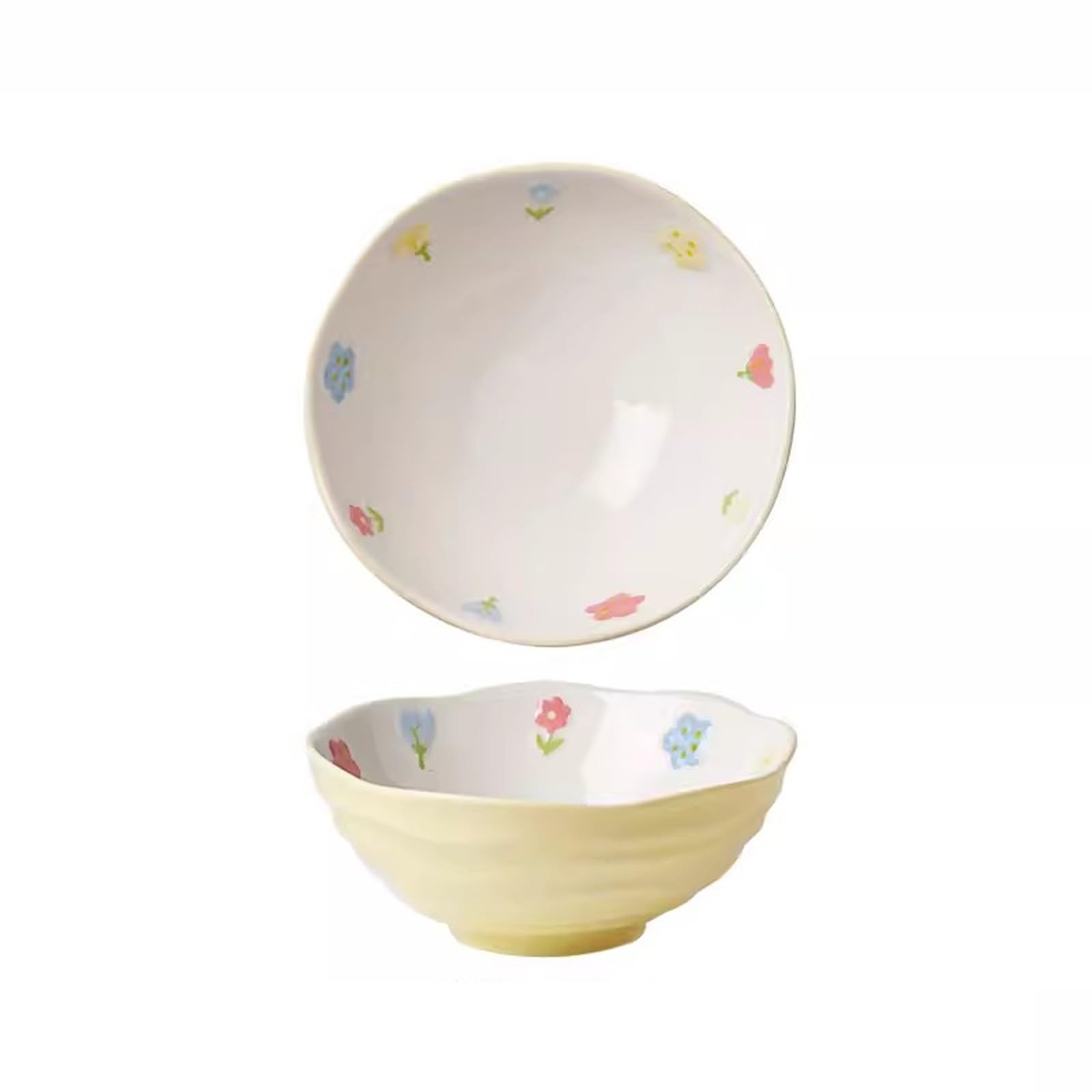 WOTZOV Salad Bowls 8Inch Ceramic Noodles In Soup Bowl Lamian Noodles Bowl Household Soup Bowl Large Bowl Tableware Sky Blue Pastoral Style Ceramic Bowl，D 7inch