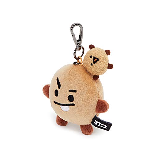 BT21 Lying SHOOKY Character Soft Plush Stuffed Animal Keychain Key Ring Bag Charm, Brown