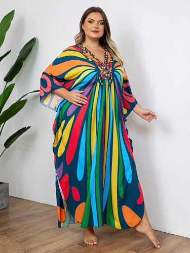 Image of Kaftan Dress for Women - Plus Size Caftan Maxi Beach Dress Moo Moos Loungewear, Swimsuit Cover Up for Beach, Pool or Vacation