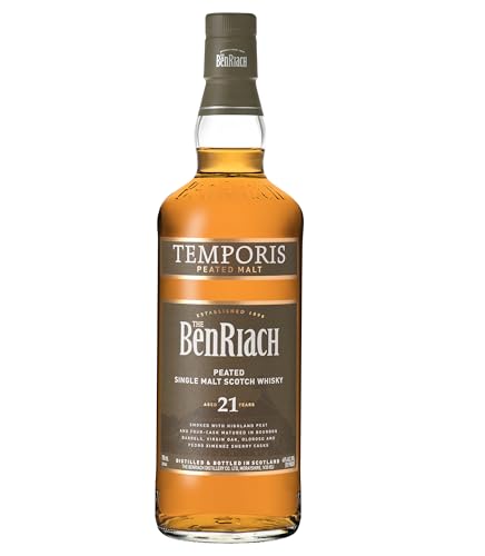 BenRiach 21 años Turbado Whisky Escocés Single Malt 46% Vol. de Alcohol - 1 Botella de 700 ml