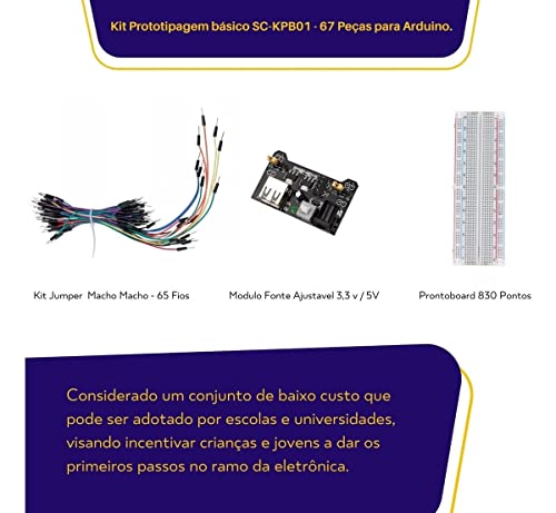 Kit Protoboard 830 Com Regulador De Tensão E Jumper 65 Fios