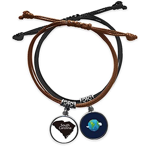 Pulsera de mapa de Suramérica ajustable que no daña la piel en cuero