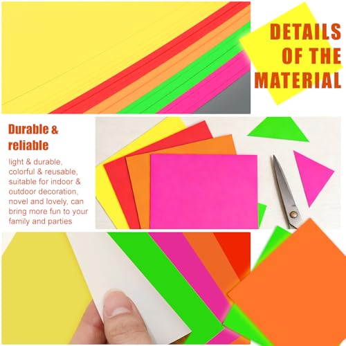 Whaline 30 Sheets Neon Card Stock Paper 8 x 8 Inch 5 Colors Glow in The Dark Square VBS Decorations for Christian Party Dance Floor Game Party Decor DIY Crafts Supplies