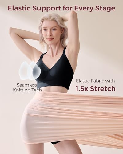 Momcozy Nursing Bras for Breastfeeding, Ribbed Maternity Bra with Racerback, Soft Stretchy Nursing Sports Bra for Yoga4