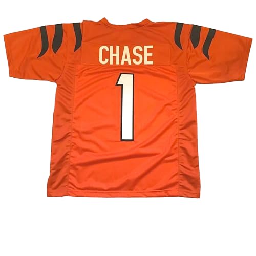 Ja'Marr Chase Orange Jersey Stitched Custom Football New No Brand/Logos Adult Sizes (US, Alpha, Medium, Regular, Regular, Orange)