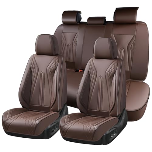 Huidasource Car Seat Covers Full Set, Universal Fit for Most Cars SUV Trucks, Full Coverage Nappa Leather Seat Cover, Airbag, Cupholder Compatible, Velcro Adjustable, Seat Function Retain, Coffee by Huidasource - Used condition - US$43.43