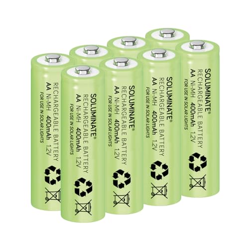 Soluminate AA Solar Light Batteries (400mAh) 1.2V Rechargeable Ni-MH for outdoor solar lights (8-Pack) - Image 6